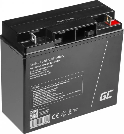 Bateri veture Green Cell AGM51, 17 Ah, 12 V, e zezë