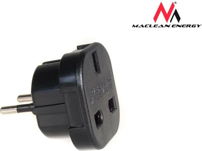 Adapter Maclean MCE72 për prizë EU në UK, i zi