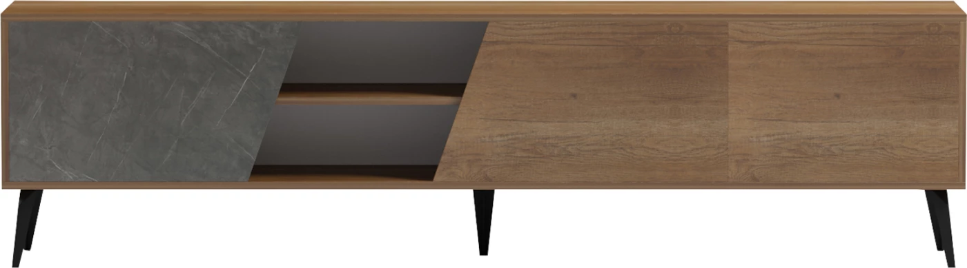 Komodë TV CATERRA, melaminë natyrale-Moore Stone, 180x35.5x48cm