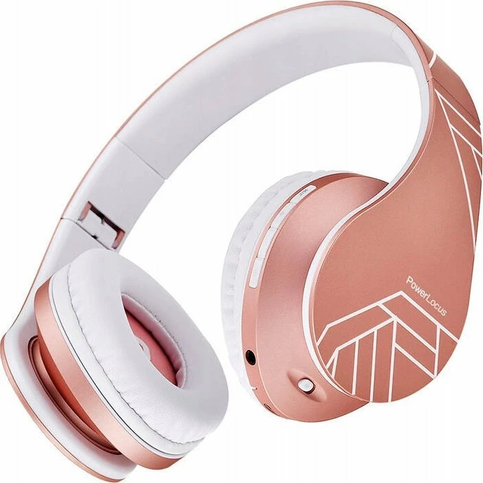 Kufje PowerLocus P2, Bluetooth 5.3, me mikrofon, 15-20 orë bateri, slot microSD, Pink-Rose Gold