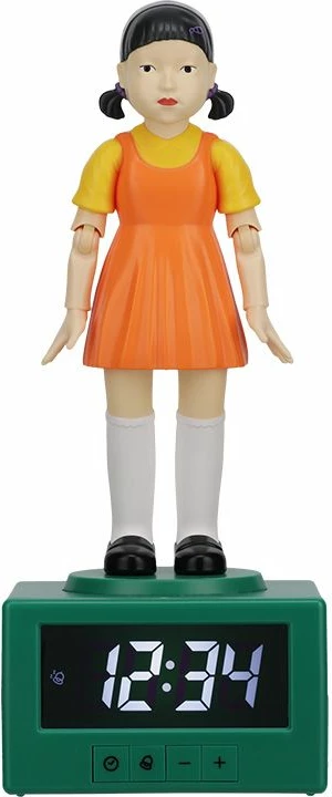 Orë alarmi Paladone Squid Game Young-Hee, ekran digjital, 19 cm, USB/3xAAA, jeshile