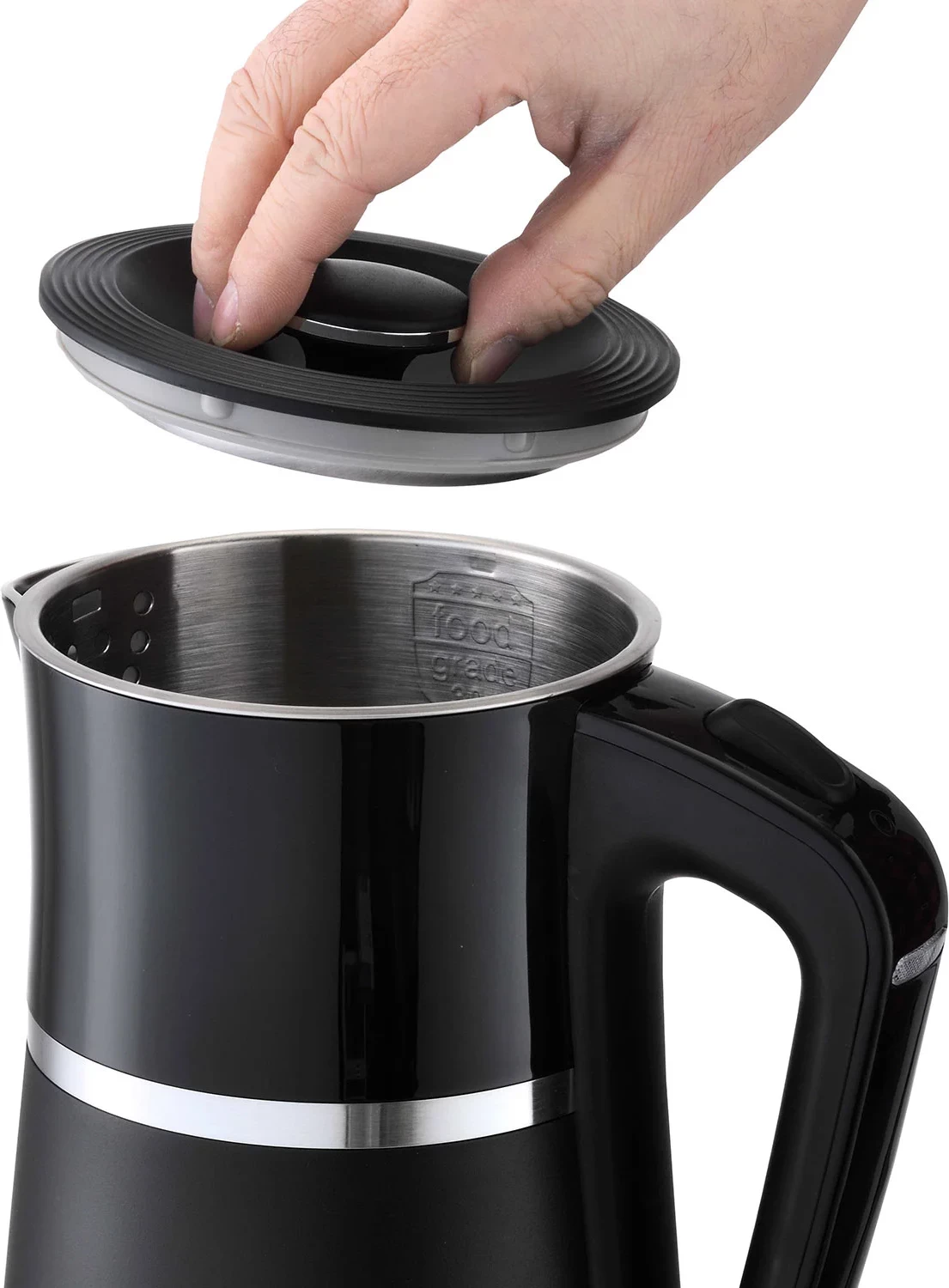 Zierëse uji elektrike, Elit, ELEGANCE 1.7B, 1.7L 1850-2200W, mur i dyfishtë inox, bazë 360°, e zezë