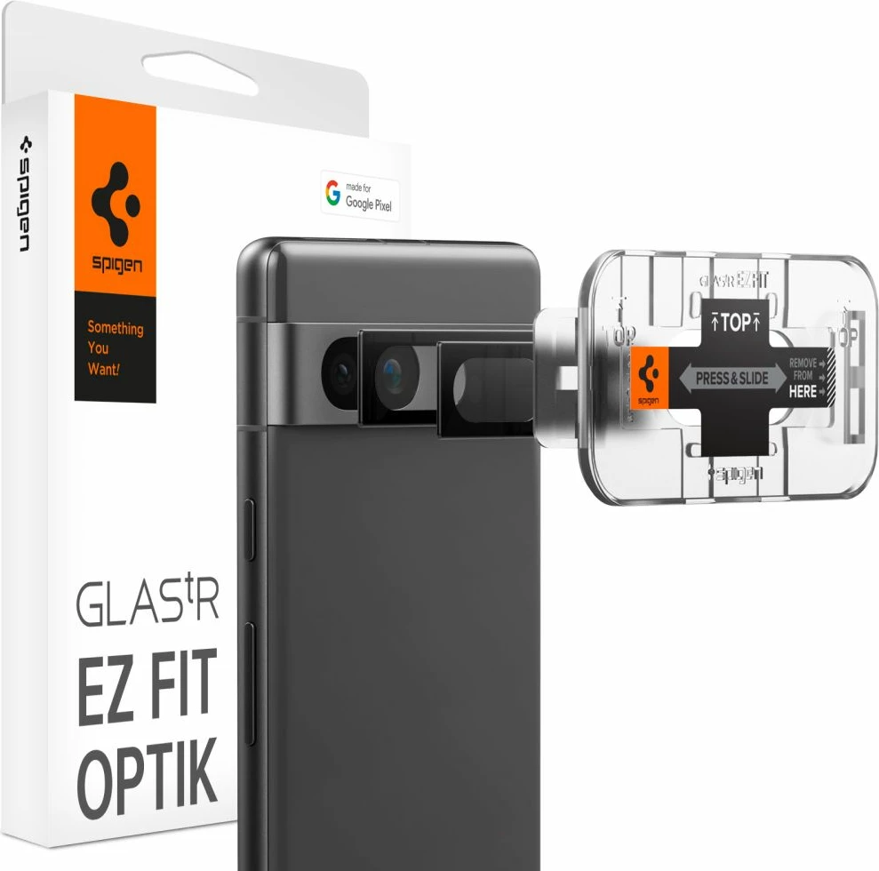 Mbrojtës xhami për kamerë Spigen Glas.tR EZ Fit Optik, për Google Pixel 7a, 2 copë, Zi