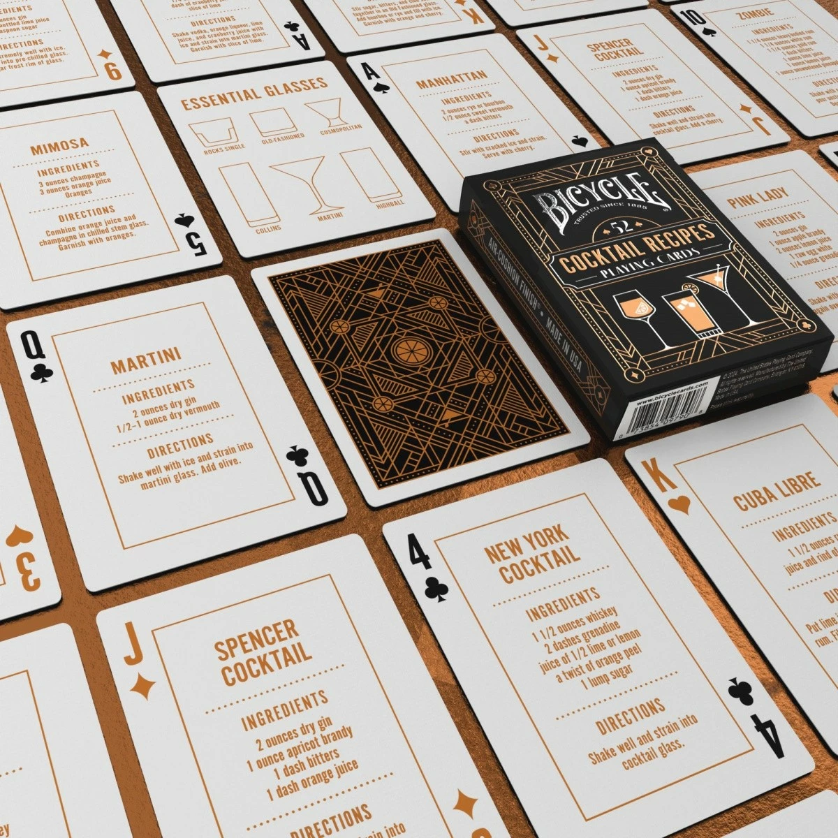 Letra loje Bicycle Cocktail Cards 2024 Europe CS24 IN6, 52 receta koktejli