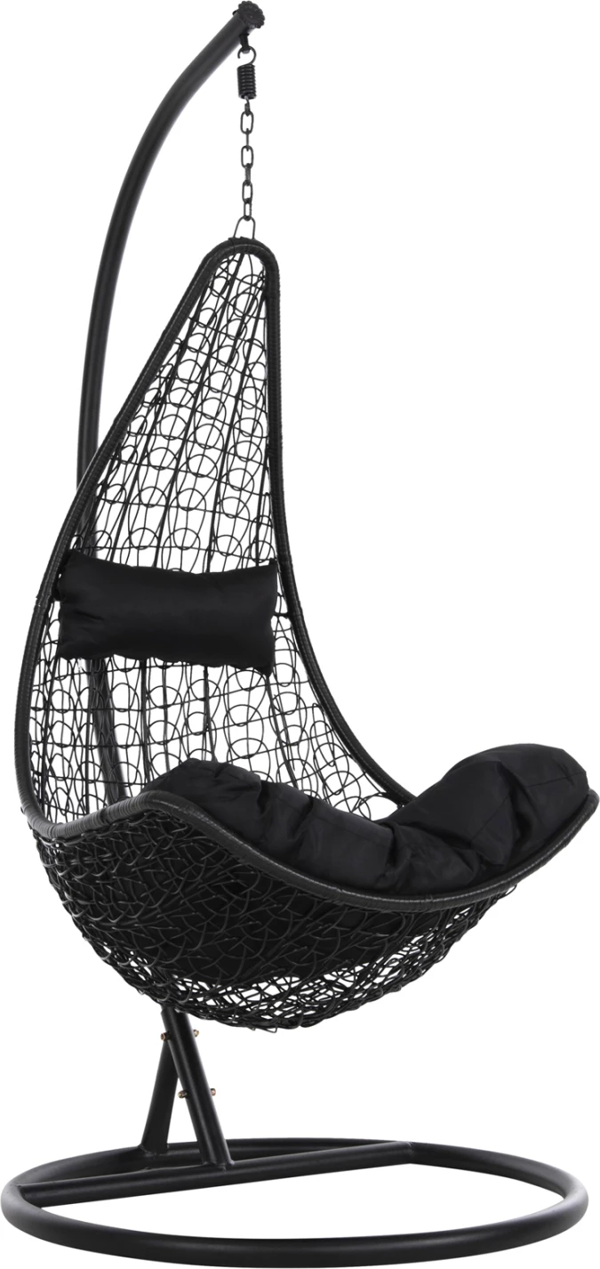 Fole varëse MILLIE FH5996.02 metal-sintetik ratan & jastëk në të zezë Φ95x195Hcm