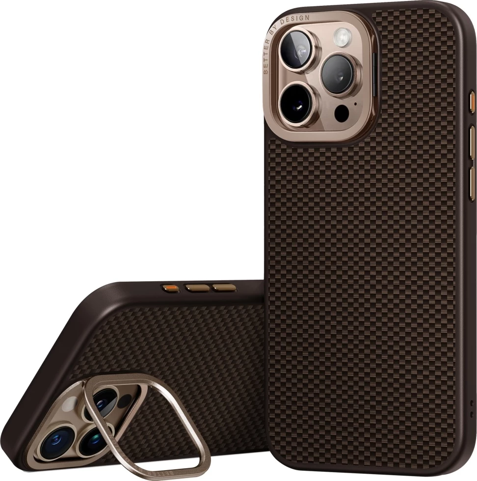 Mbështjellës UNIQ Keva Max Magclick me mbajtëse kamere për iPhone 16 Pro, Kafe