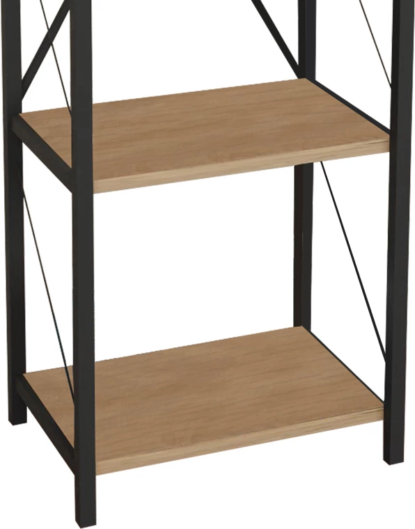 Raft librash Glase, melaminë lisi-metal i zi, 40x30x150cm