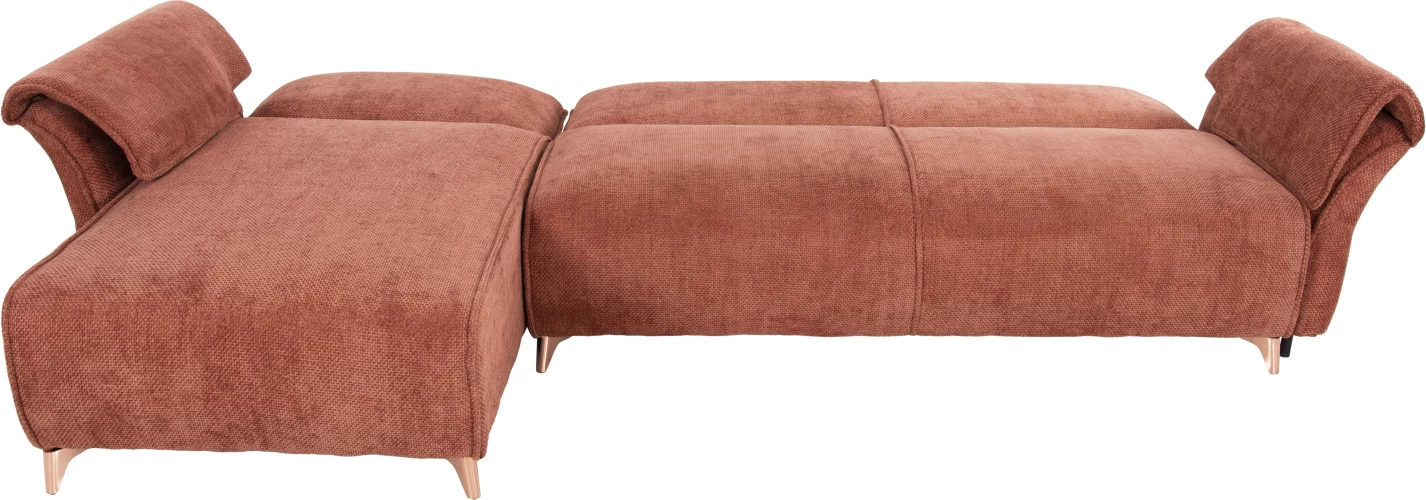 Divan qoshe i kthyeshëm MAILO FH6071.04, pëlhurë portokalli, këmbë metalike, 300x150x80H cm