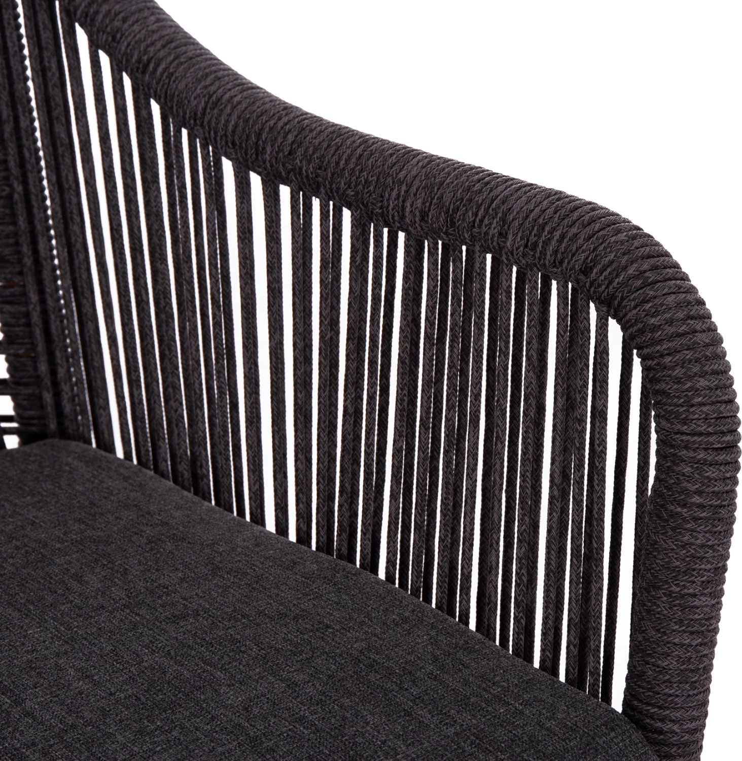 Divan i jashtëm dy vendësh MYRTIA, alumin kafe, litar p.e. antracit, 123x61x90cm