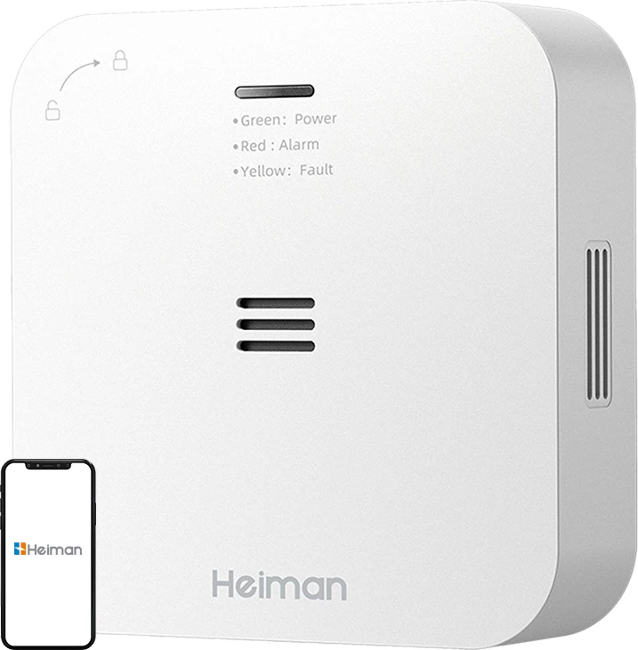 Detektor monoksidi karbonit Heiman HM-720ES-W, wireless, lidhje me aplikacion, i bardhë