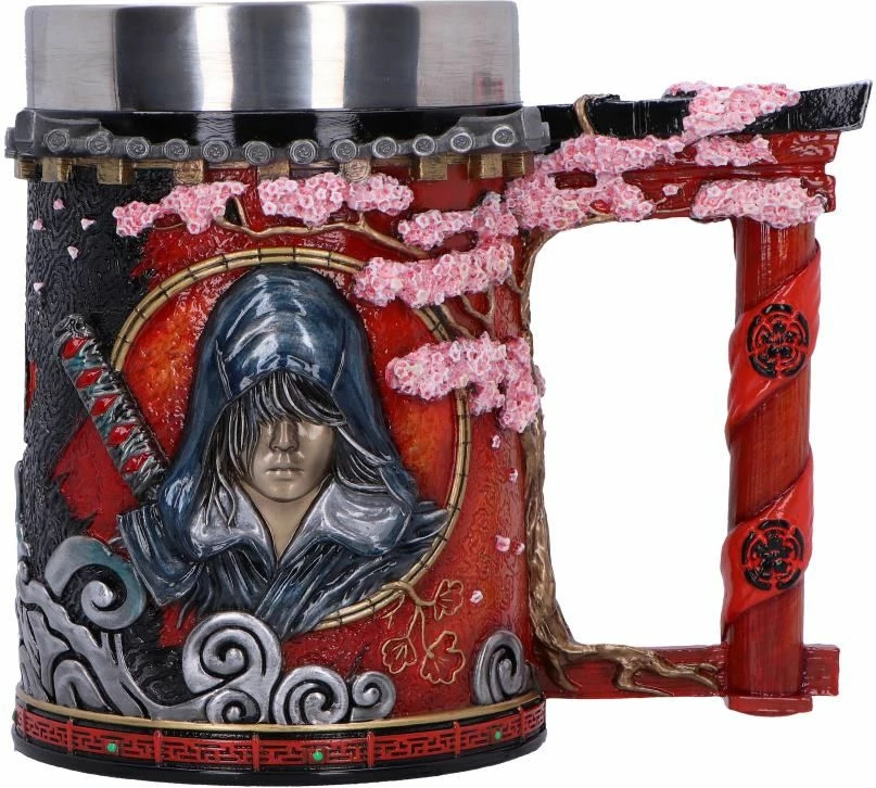 Filxhan NEMESIS NOW Assassin's Creed Shadows, rezinë me insert çelik inox, i pikturuar me dorë, 14.5 cm, e kuqe/zezë