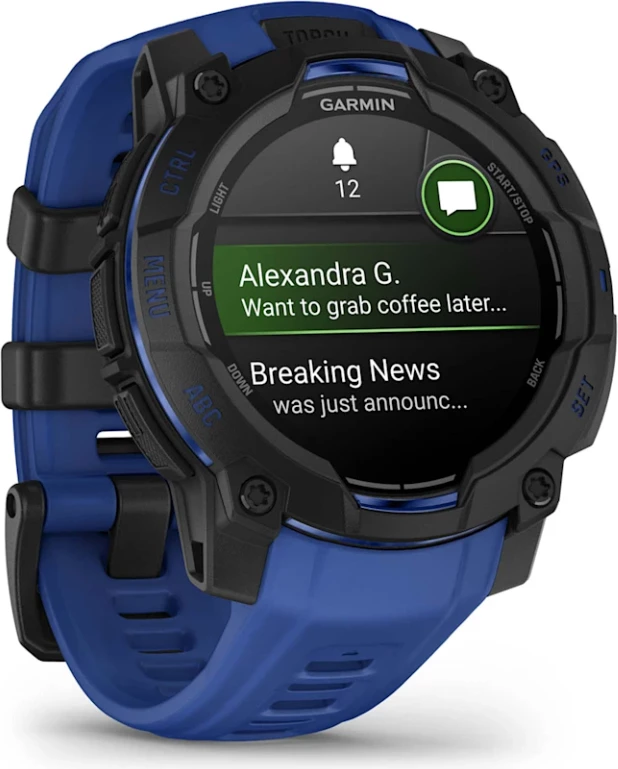 Smartwatch Garmin Instinct® 3, AMOLED, Black/Bolt Blue-Black strap, 45 mm