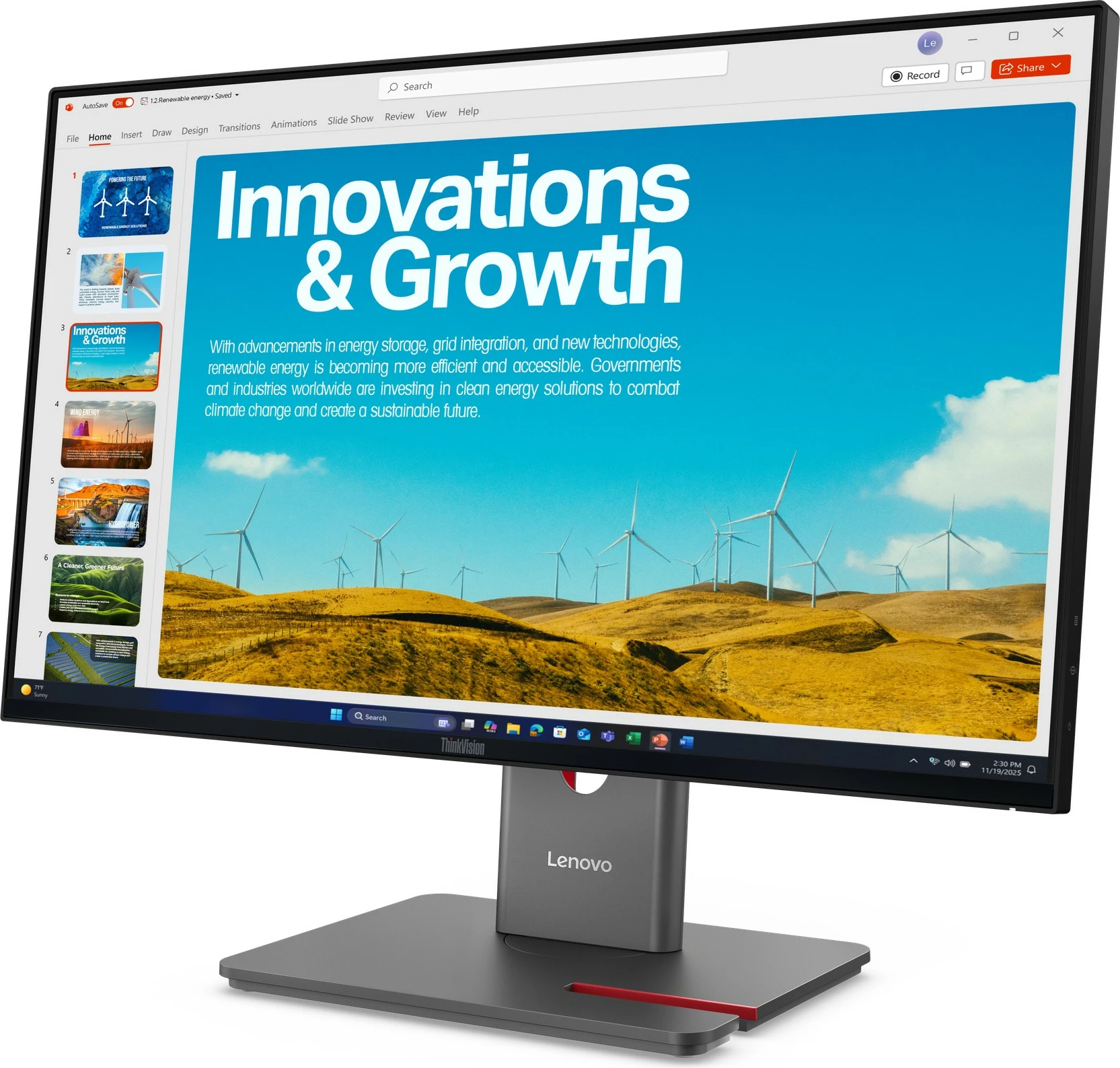 Monitor Lenovo ThinkVision P24QD-40, 23.8 inç, QHD, HDMI/DP/USB-C, i zi