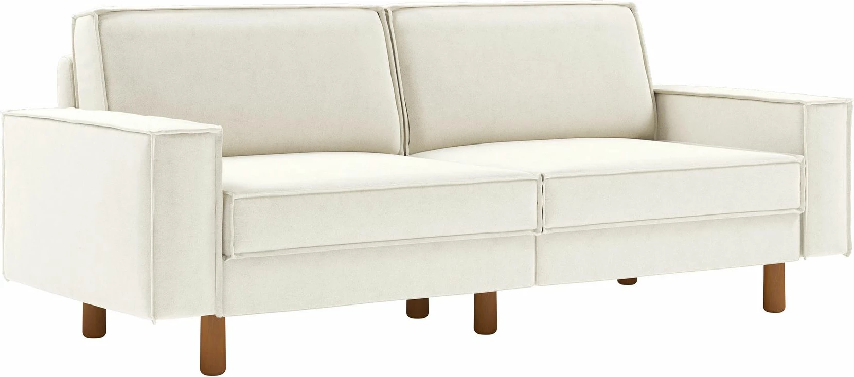 Divan treshe Atelier del Sofa, Sparrow 3, ngjyrë Milk Froth, këmbë arrë