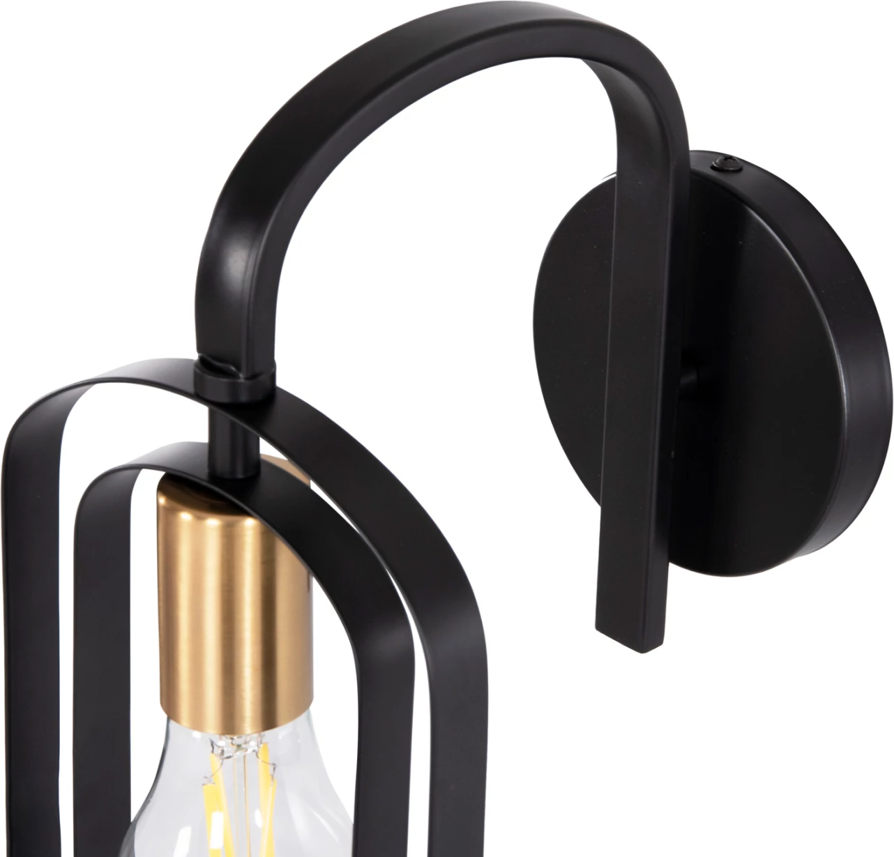 Aplik murale BIUT, metal i zi, priza e artë, 16x19x38cm