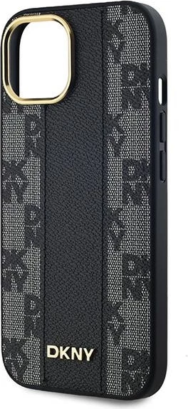 Mbështjellës DKNY Leather Checkered Mono Pattern MagSafe për iPhone 14/15/13, i zi