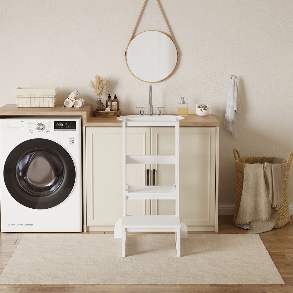 Kullë mësimore për fëmijë Montessori PEPE, dru pishe, e bardhë, FH9291.03, 45.7x51x90cm