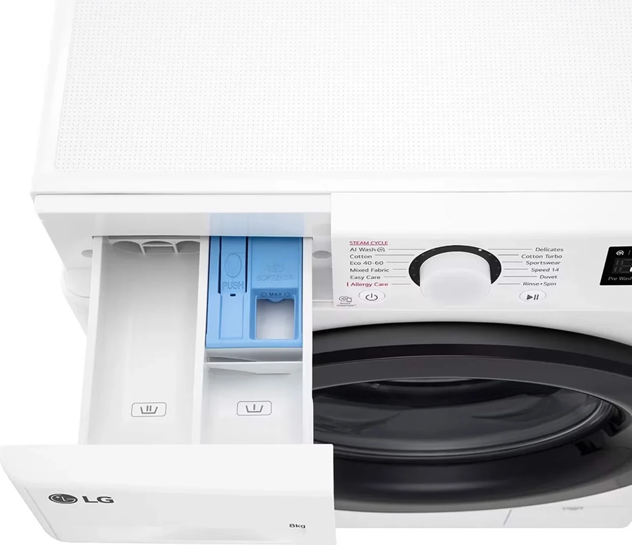 Makinë larëse, LG, F2WR508SBW, 8 kg, 1200 rpm, AI DD, Steam, klasa energjike A, slim, e bardhë