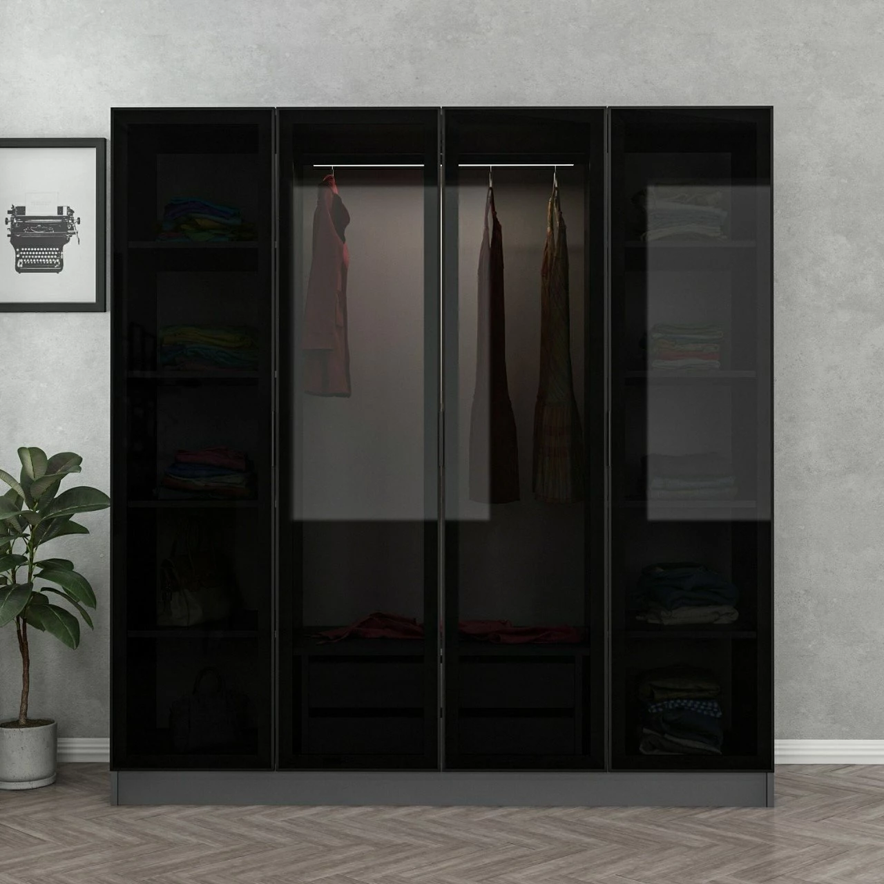 Dollap Skye Decor, anthracite e zi, 180x210x52cm
