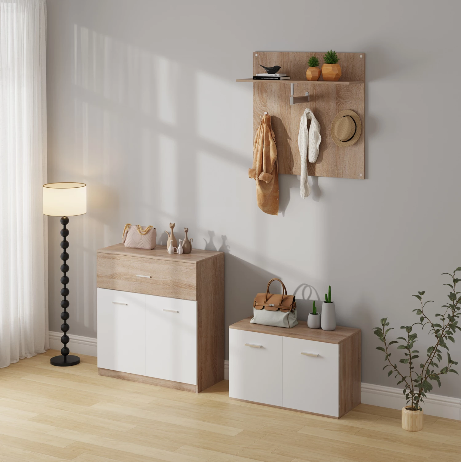 Set hyrje 3 pjesë DIONNE FH21058 melaminë në sonama-bardhë