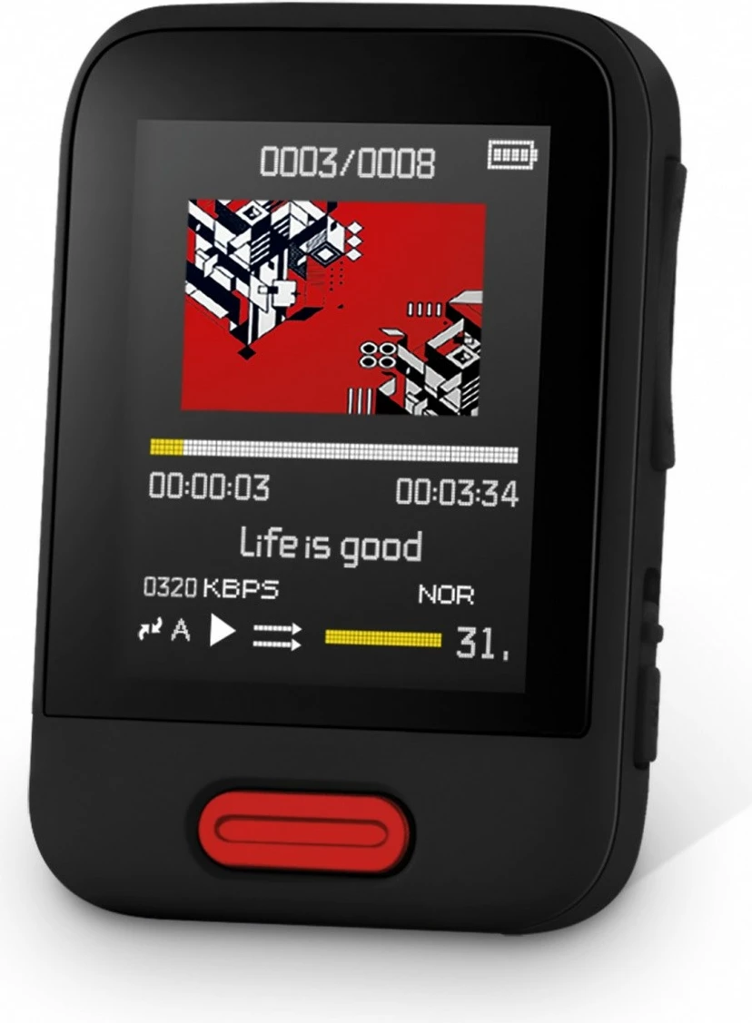 MP3/MP4 player Sencor SFP 7716RD, 16 GB, Bluetooth, Ekran 1.8", Kuqe/Zi, me kufje