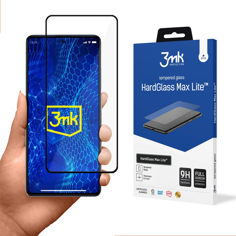 Xham i temperuar 3mk HardGlass Lite për Xiaomi Redmi Note 12 Pro/Note 12, 9H, i zi