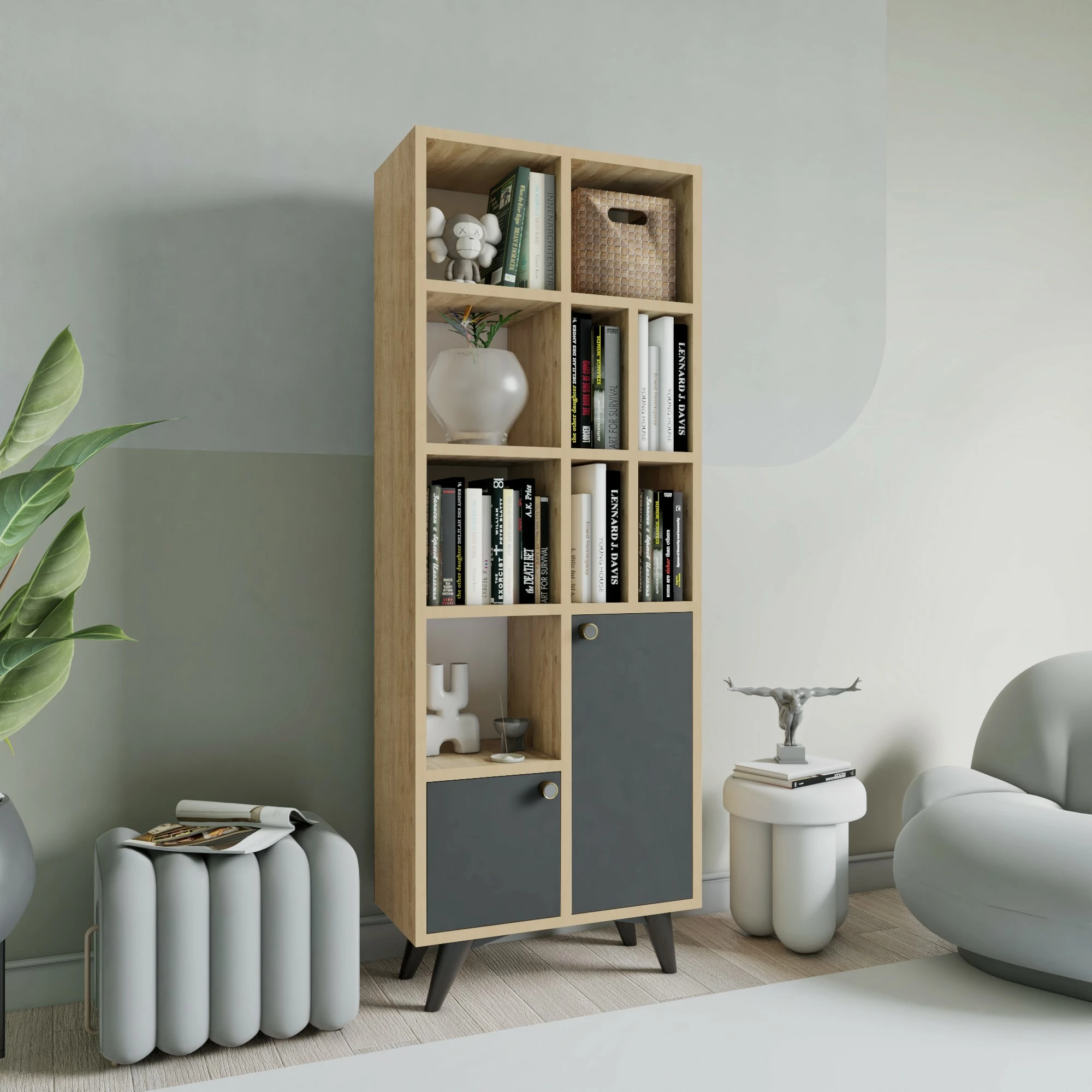 Raft librash Skye Decor, anthracite dhe lis, Lasko