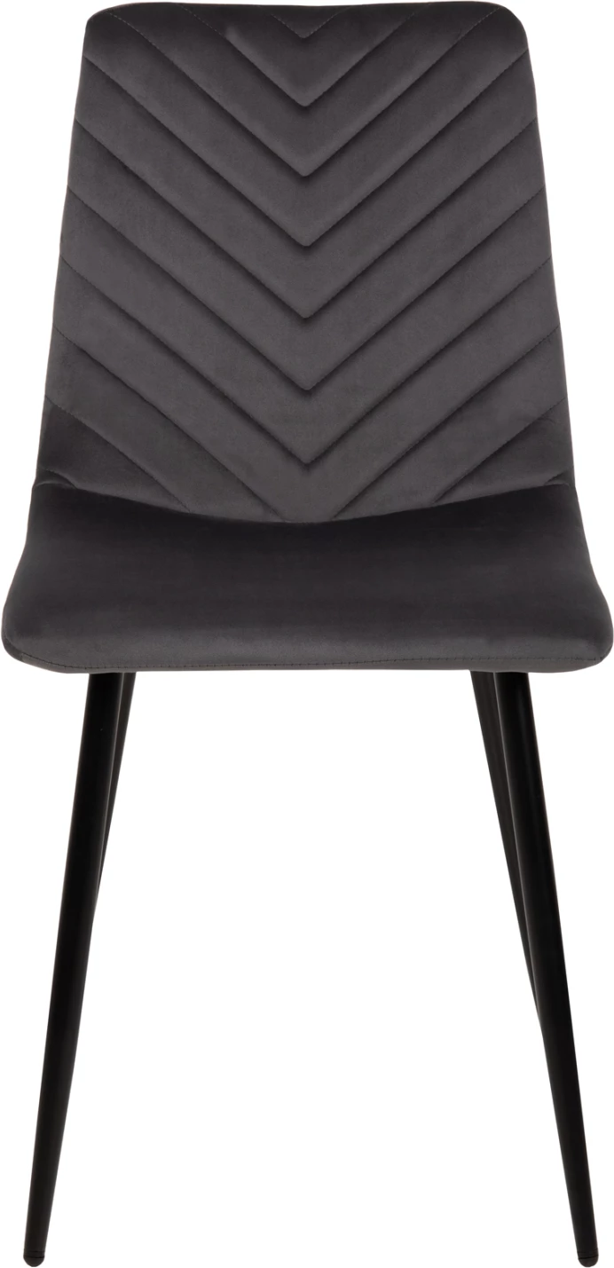 Karrige për ngrënie LATRELL FH8587.01 kadife gri & këmbë metali të zeza 43x54x88Hcm., set prej 4 copë