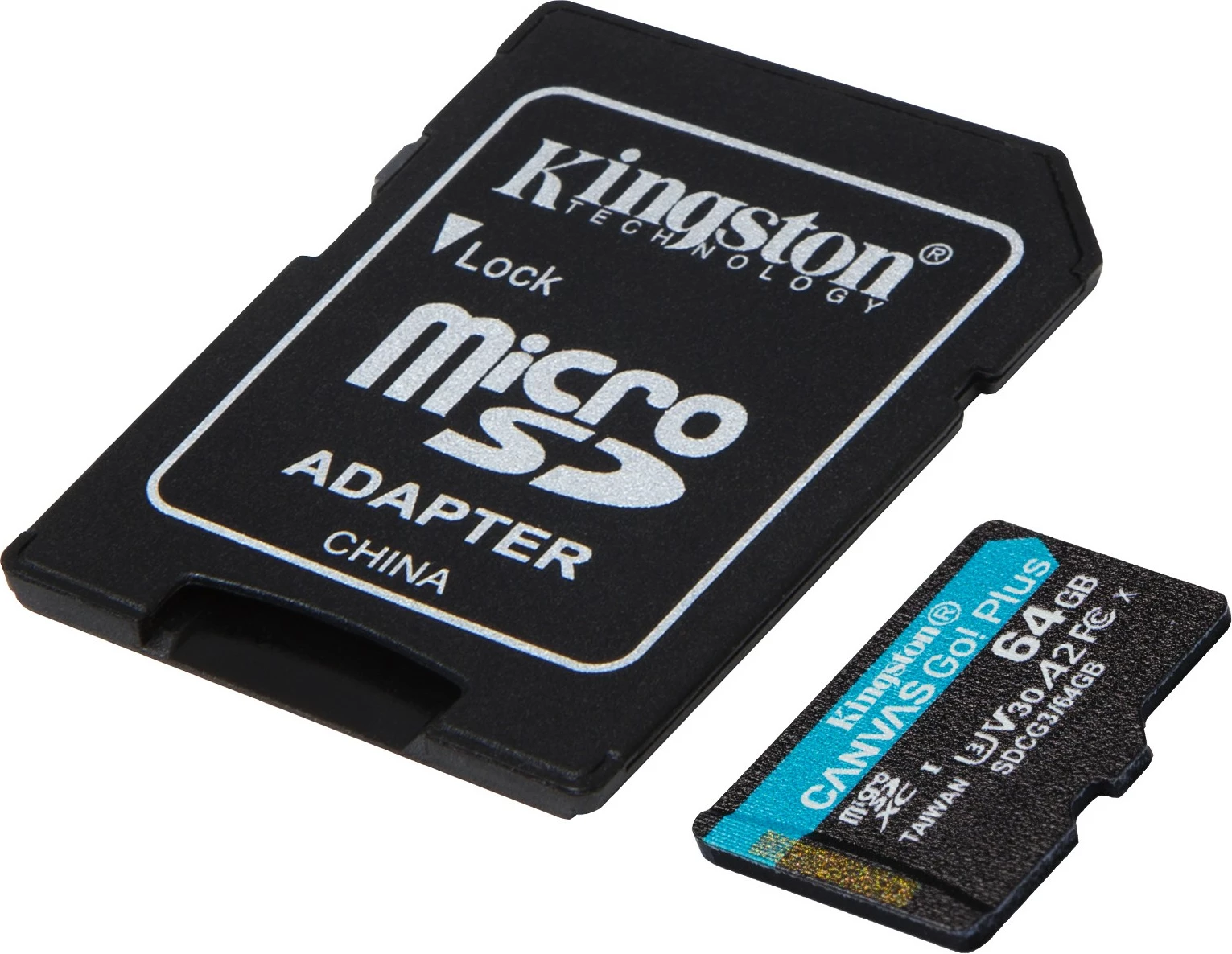 MicroSD kartelë Kingston Canvas Go Plus 64GB me adapter SD, Class 10, UHS-I, 170MB/s, e zezë
