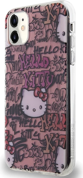 Mbështjellës Hello Kitty IML Tags Graffiti për iPhone 11/XR, rozë