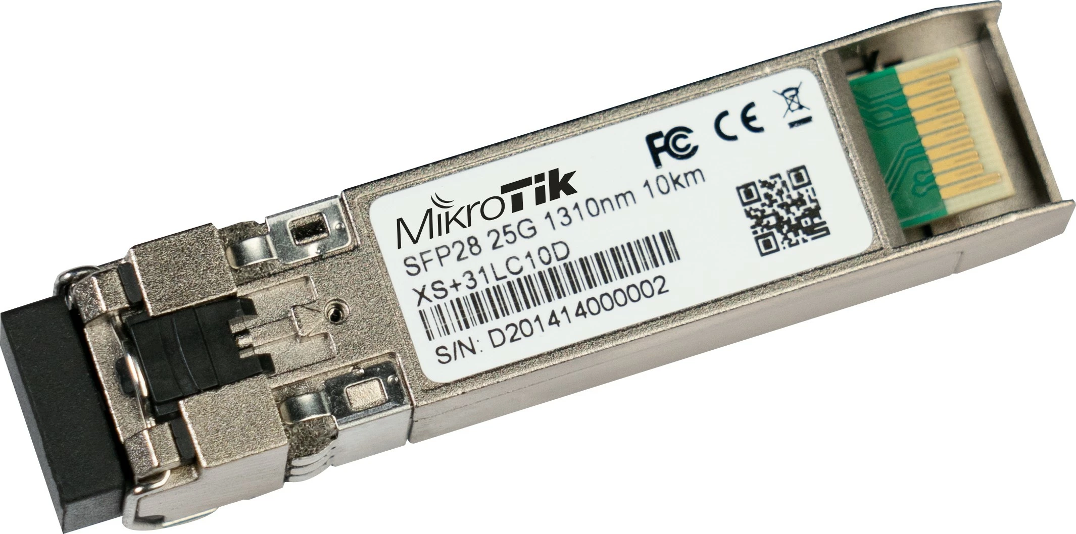 Modul fibër optike MikroTik XS+31LC10D, 25000 Mbit/s, SFP28, çelik inox