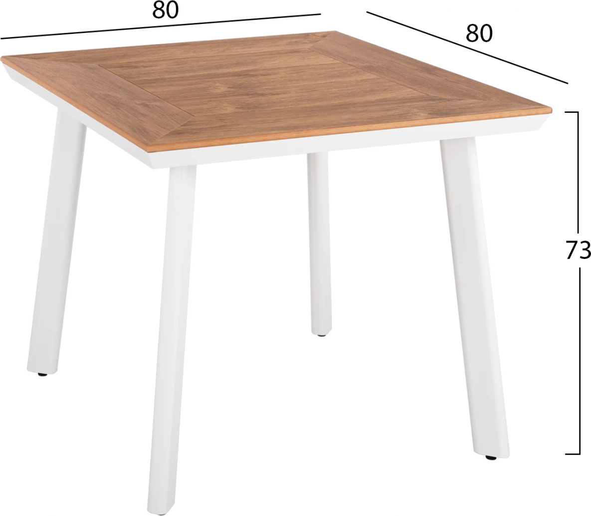 Tavolinë alumini me sipërfaqe tavoline polivudi, FH5563.01, e bardhë, 80x80x72 cm