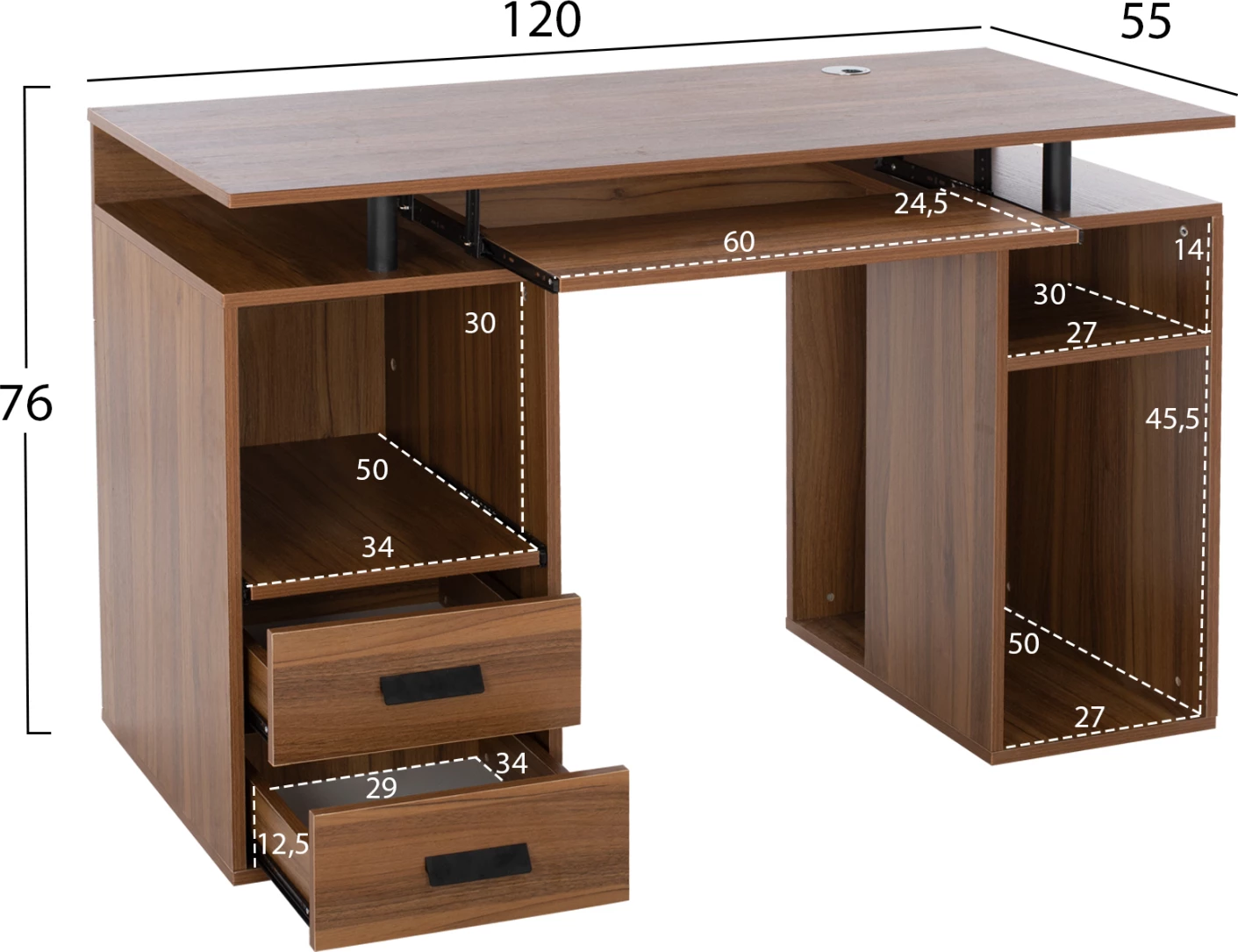 Tavoline per zyre melamine STATUS FH2026.03 arre 120Χ55Χ76 cm