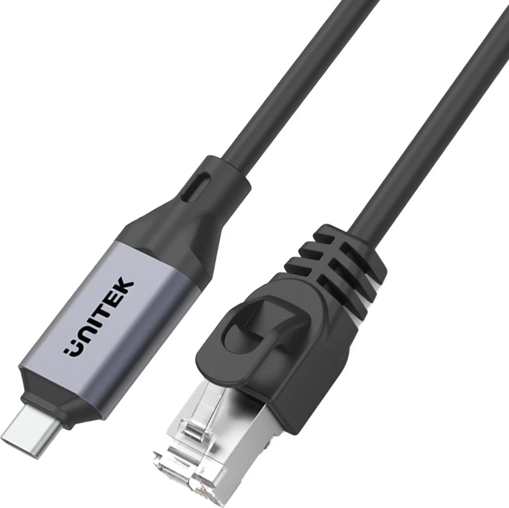 Kabllo Ethernet Unitek USB-C RJ-45 LAN, 3m, ngjyrë zezë-argjendtë