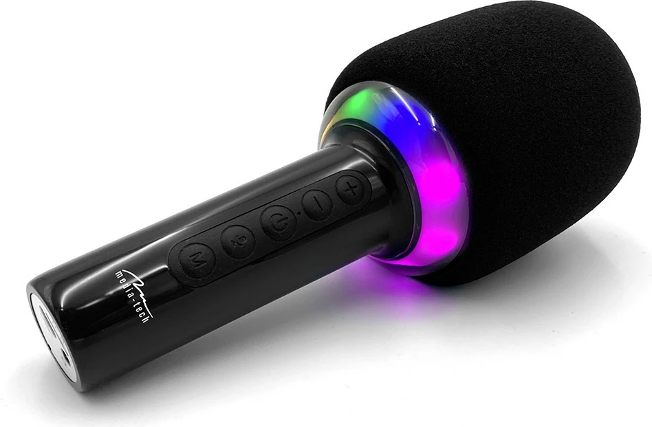 Mikrofon karaoke me altoparlant Bluetooth Media-Tech MT399, i zi, me drita LED
