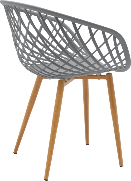 Tavolinë me karrige Ezra-Natali, ngjyrë gri-bardhë, këmbë natyrale, 120x80x76cm