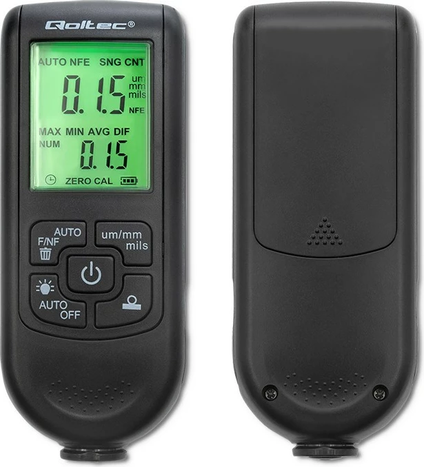 Matës trashësie boje Qoltec 50630 me ekran LCD, i zi