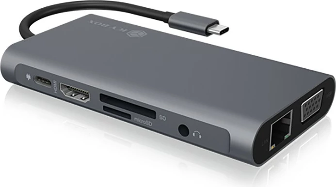 Docking Station RaidSonic ICY BOX IB-DK4040-CPD, USB 3.2 Gen 1 Type-C, 100 W, Anthracite, Black
