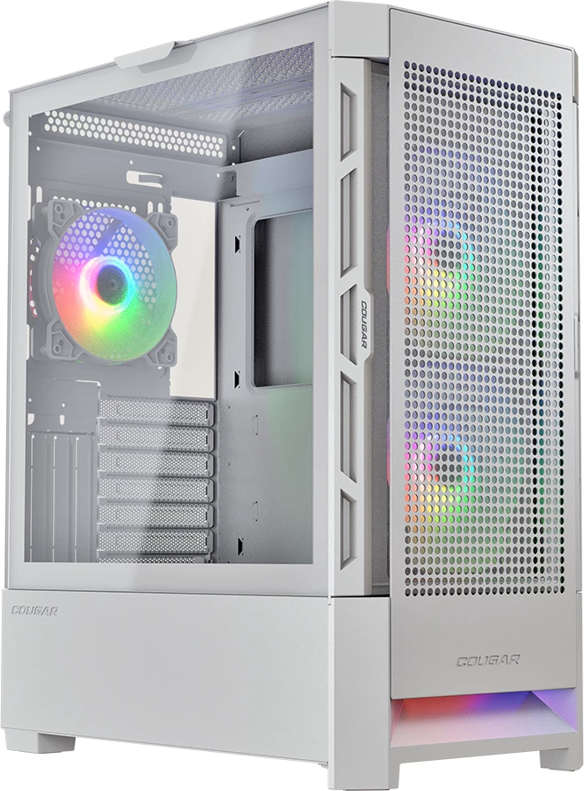 Kasë COUGAR Airface RGB Midi Tower, ATX/E-ATX, xham i temperuar, 3x120mm RGB, e bardhë