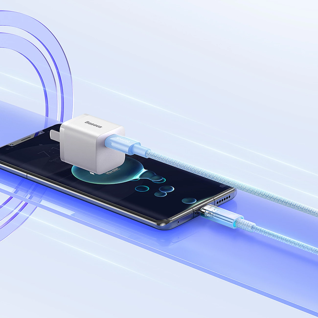 Kabllo USB-C në USB-C Baseus Explorer, 1m, 100W, Sensor temperature, Blu