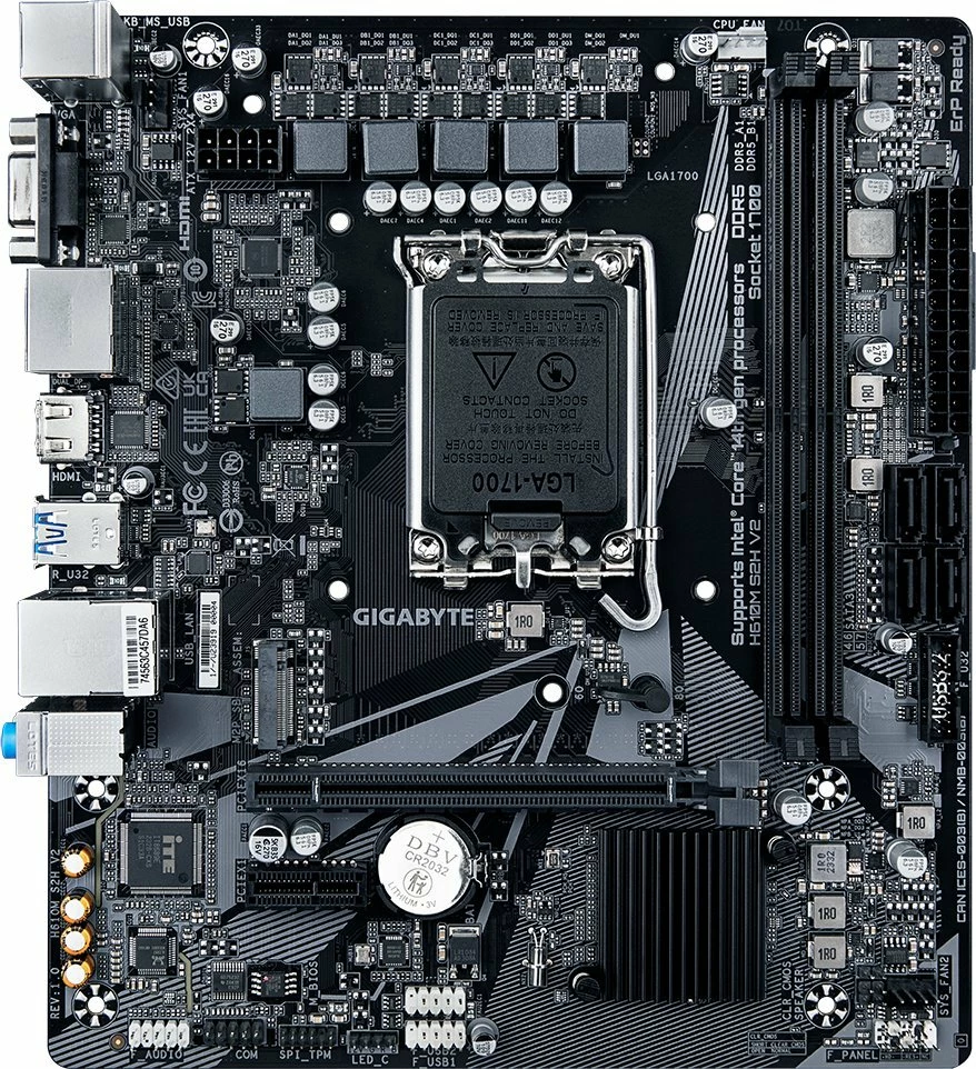 Pllakë amë Gigabyte H610M S2H V2 Micro-ATX, DDR5, 2x DIMM, M.2 NVMe, HDMI/DP/VGA