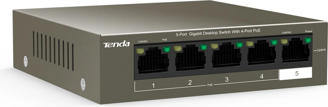 Switch Rrjeti Tenda TEG1105P-4-63W-EU, Gigabit Ethernet (10/100/1000), PoE, Gri