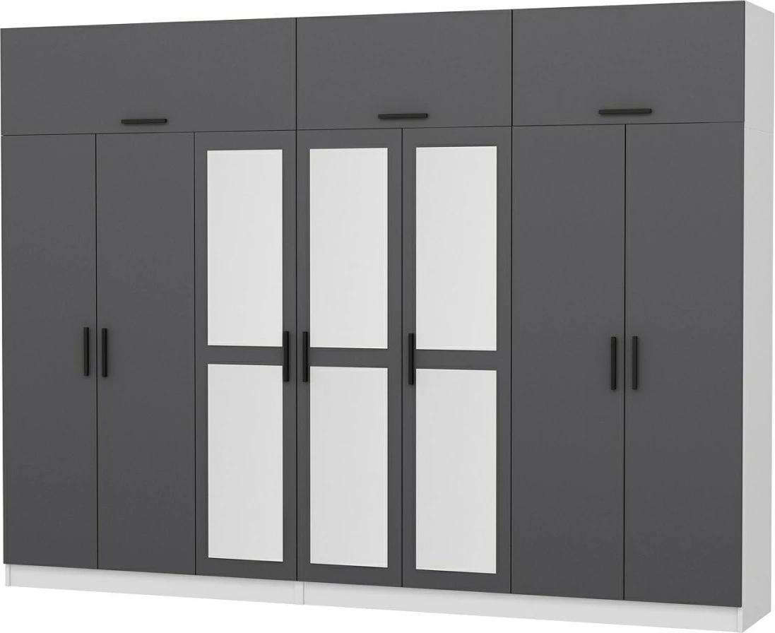 Dollap Skye Decor, anthracit-bardhë, 315x255x52cm