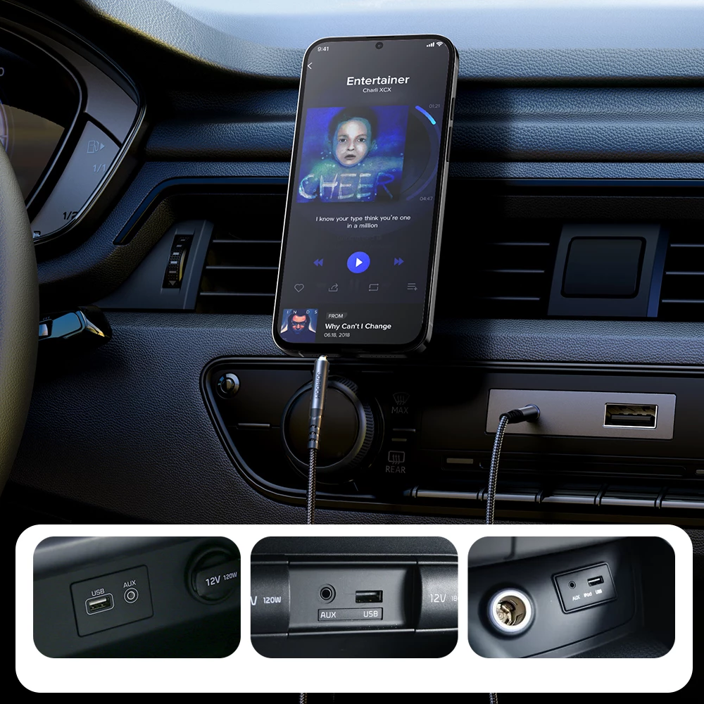 kabëll audio AUX 3.5 mm mashkull‑mashkull, Joyroom, SY-A08, 1.2 m, i zi