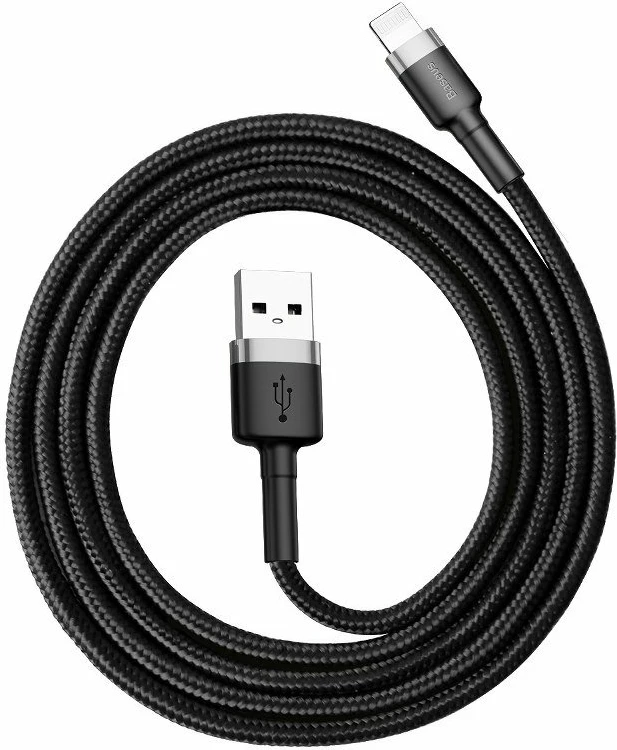 Kabllo USB në Lightning Baseus Cafule CALKLF-CG1 2m 1.5A 480Mbps, gri+e zezë