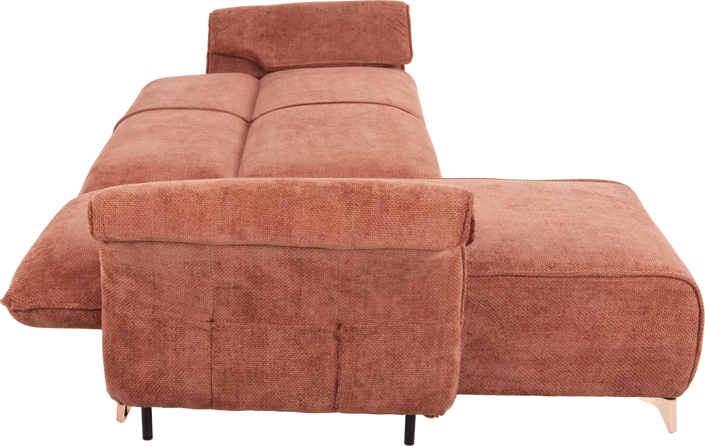 Divan qoshe i kthyeshëm MAILO FH6071.04, pëlhurë portokalli, këmbë metalike, 300x150x80H cm