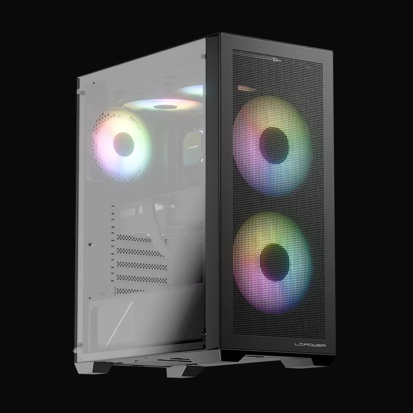 Kasë LC-Power Gaming 717B, Micro Tower, RGB, xham i temperuar, e zezë