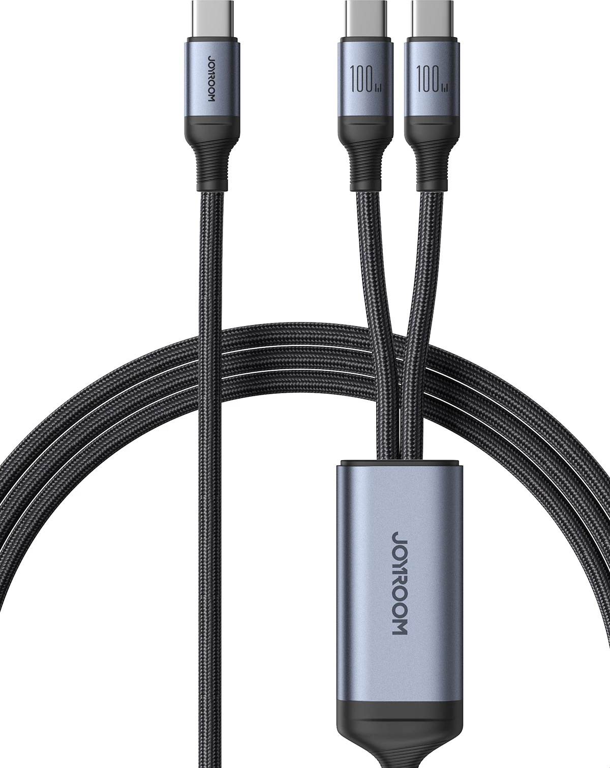 Kabllo karikimi Joyroom Speedy Series S-A21, 2in1 USB-C në USB-C/USB-C, 100W, 1.5m, e zezë