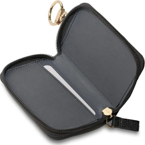 Pouch për kabllo Guess Cable Pouch Triangle 4G, lëkurë ekologjike, i zi