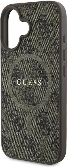 Mbështjellës Guess 4G Ring Classic Logo MagSafe për iPhone 16 Plus, Kafe